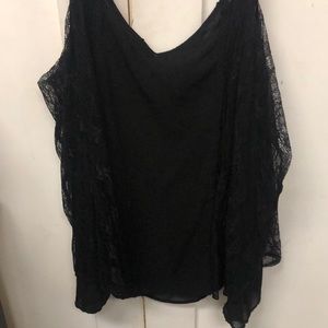 Torrid black double layer chiffon & lace tank